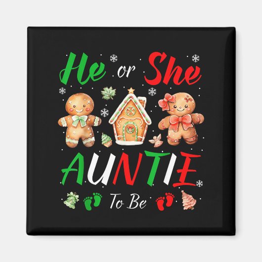 Christmas Gingerbread Gender Reveal He Or She Aunt Magnet (Vorne)