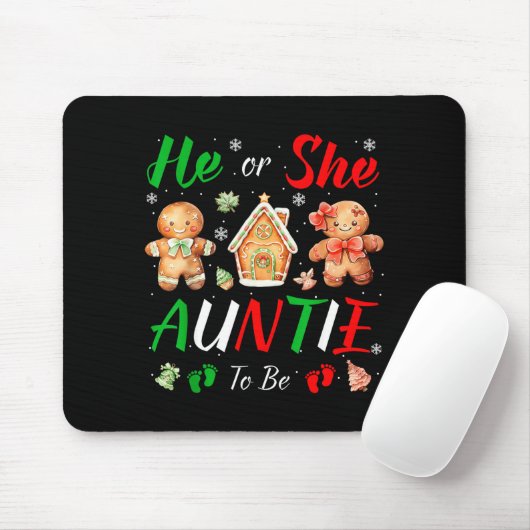 Christmas Gingerbread Gender Reveal He Or She Aunt Mousepad (Mit Mouse)