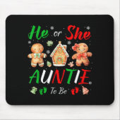 Christmas Gingerbread Gender Reveal He Or She Aunt Mousepad (Vorne)