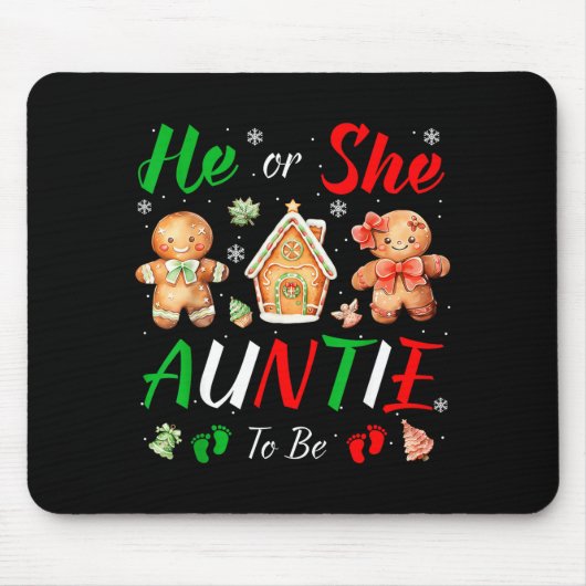Christmas Gingerbread Gender Reveal He Or She Aunt Mousepad (Vorne)
