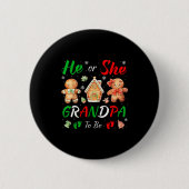 Christmas Gingerbread Gender Reveal He Or She Gran Button (Vorderseite)