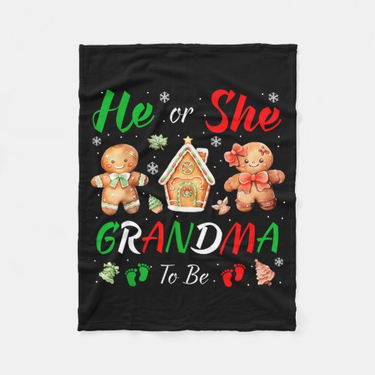 Christmas Gingerbread Gender Reveal He Or She Gran Fleecedecke (Vorderseite)