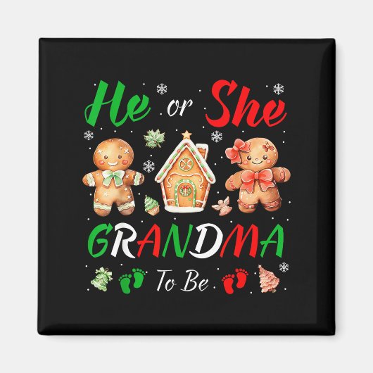Christmas Gingerbread Gender Reveal He Or She Gran Magnet (Vorne)