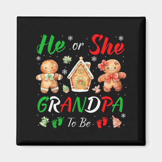 Christmas Gingerbread Gender Reveal He Or She Gran Magnet (Vorne)
