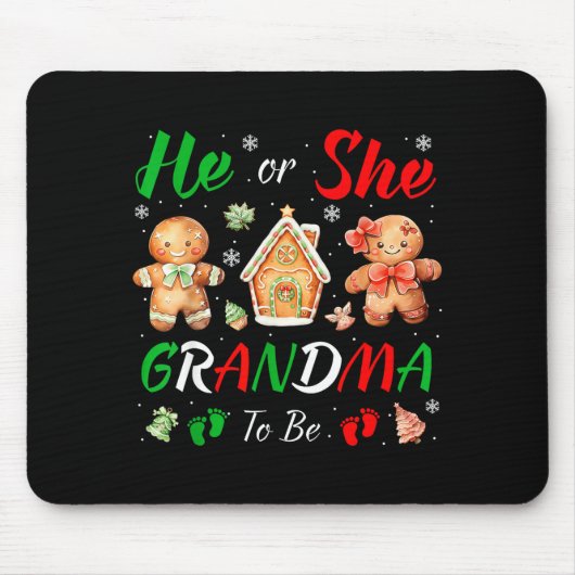 Christmas Gingerbread Gender Reveal He Or She Gran Mousepad (Vorne)