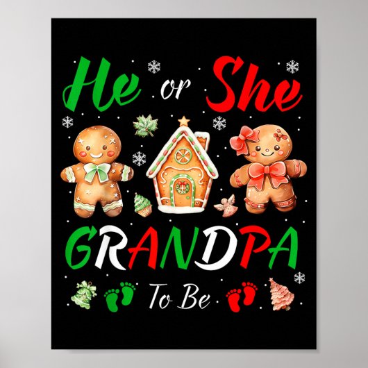Christmas Gingerbread Gender Reveal He Or She Gran Poster (Vorne)