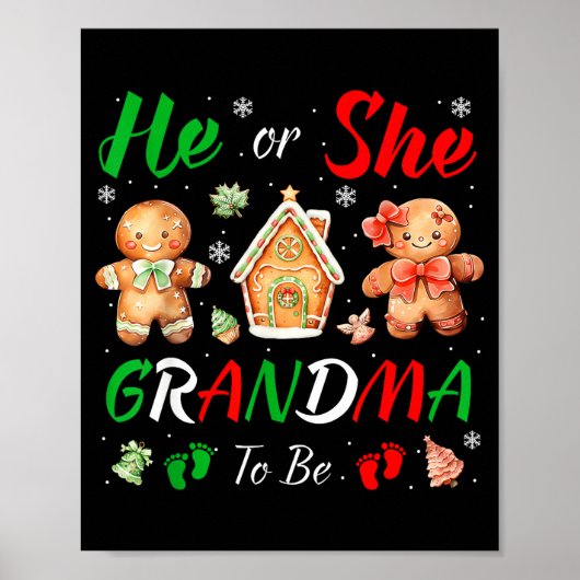Christmas Gingerbread Gender Reveal He Or She Gran Poster (Vorne)