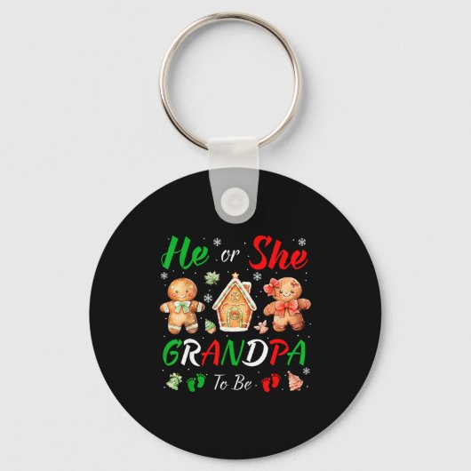 Christmas Gingerbread Gender Reveal He Or She Gran Schlüsselanhänger (Vorderseite)