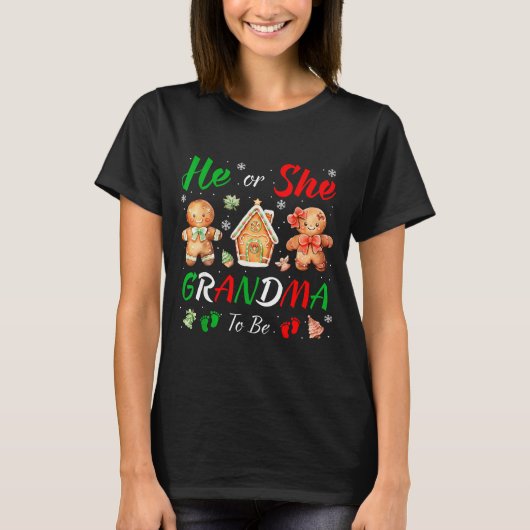 Christmas Gingerbread Gender Reveal He Or She Gran T-Shirt (Vorderseite)