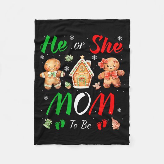 Christmas Gingerbread Gender Reveal He Or She Mom  Fleecedecke (Vorderseite)