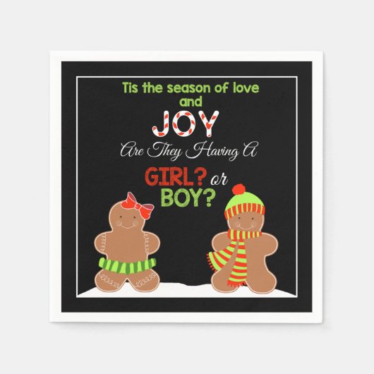 Christmas Gingerbread Gender Reveal Napkins Serviette (Vorderseite)