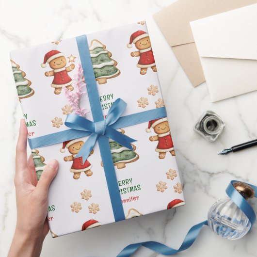 Christmas Gingerbread Girl Personalisiert Geschenkpapier (Schenken)