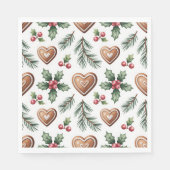 Christmas Gingerbread Heart Holiday Pattern Serviette (Vorderseite)