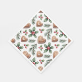 Christmas Gingerbread Heart Holiday Pattern Serviette (Ecke)