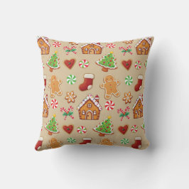 Christmas Gingerbread House Cookies Throw Pillow Kissen