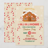 Christmas Gingerbread House Party Ho Ho Ho Ho Einladung (Vorne/Hinten)