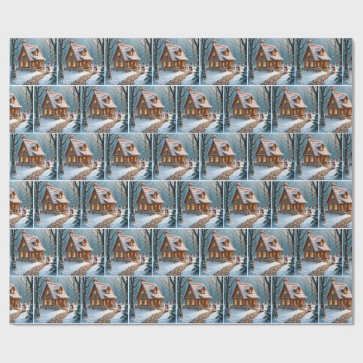 Christmas Gingerbread House With a Snowman Geschenkpapier (Flach)