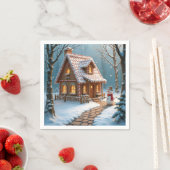 Christmas Gingerbread House With a Snowman Serviette (Beispiel)