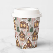 Christmas Gingerbread Houses Holiday Pattern Pappbecher (Rechts)