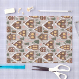 Christmas Gingerbread Houses Holiday Pattern Seidenpapier