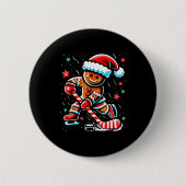 Christmas Gingerbread Ice Hockey Srts Funny Xmas P Button (Vorderseite)