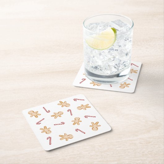 Christmas Gingerbread Man and Candy Cane Untersetz Rechteckiger Pappuntersetzer (Vor Ort)