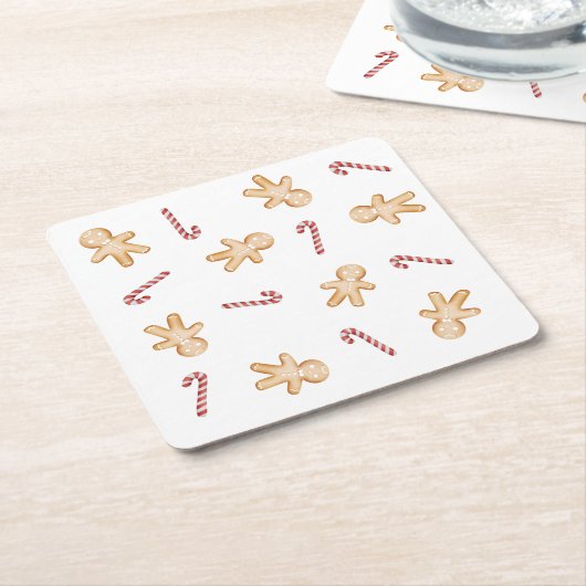 Christmas Gingerbread Man and Candy Cane Untersetz Rechteckiger Pappuntersetzer (angewinkelt)