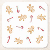 Christmas Gingerbread Man and Candy Cane Untersetz Rechteckiger Pappuntersetzer (Vorderseite)