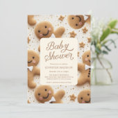 Christmas Gingerbread Man Baby Dusche Einladung (Stehend Vorderseite)