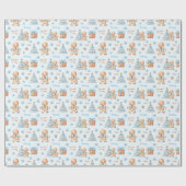 Christmas Gingerbread Man Boy Blauer Name Text Geschenkpapier (Flach)