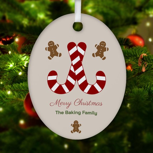 Christmas Gingerbread Man & Candy Cane Ornament Aus Metall