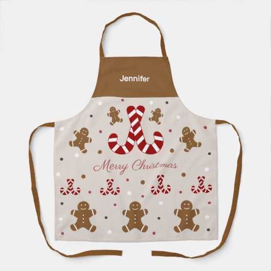 Christmas Gingerbread Man & Candy Cane Schürze (Vorderseite)