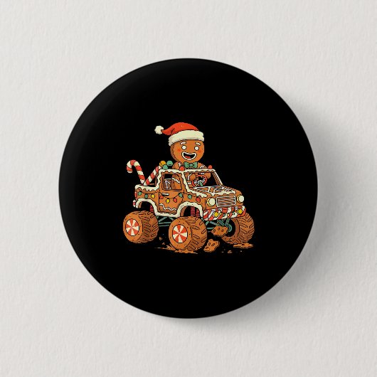 Christmas Gingerbread Man Driving Truck Xmas Light Button (Vorderseite)