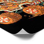 Christmas Gingerbread Man Driving Truck Xmas Light Poster (Ecke)