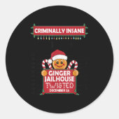 Christmas Gingerbread Man Ginger Jailhouse Crimina Runder Aufkleber (Vorderseite)
