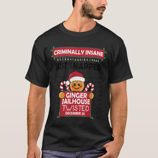 Christmas Gingerbread Man Ginger Jailhouse Crimina T-Shirt (Vorderseite)