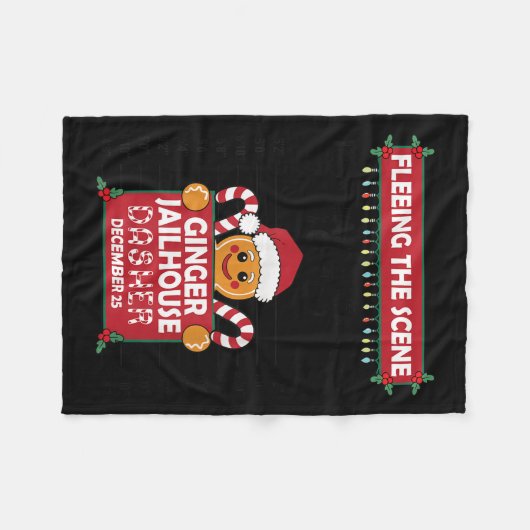 Christmas Gingerbread Man Ginger Jailhouse Fleeing Fleecedecke (Vorderseite (Horizontal))