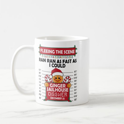 Christmas Gingerbread Man Ginger Jailhouse Fleeing Kaffeetasse (Links)