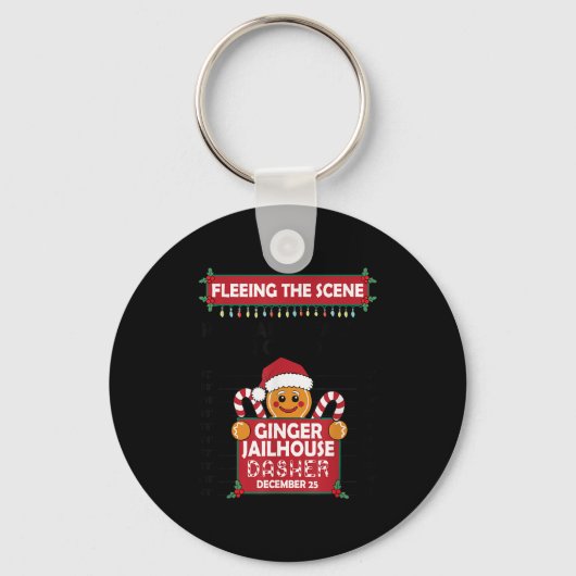 Christmas Gingerbread Man Ginger Jailhouse Fleeing Schlüsselanhänger (Vorderseite)