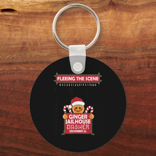 Christmas Gingerbread Man Ginger Jailhouse Fleeing Schlüsselanhänger (Vorderseite)