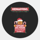 Christmas Gingerbread Man Ginger Jailhouse Kidnapn Runder Aufkleber (Vorderseite)