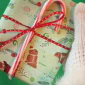 Christmas Gingerbread Man Green Geschenkpapier