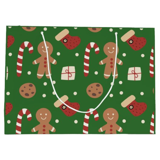 Christmas Gingerbread Man Pattern Große Geschenktüte (Rückseite)