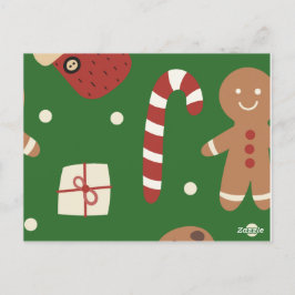 Christmas Gingerbread Man Pattern Postkarte
