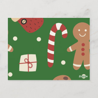Christmas Gingerbread Man Pattern Postkarte