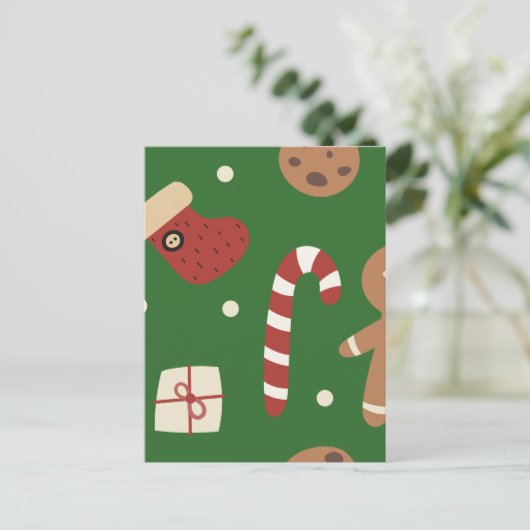 Christmas Gingerbread Man Pattern Postkarte (Stehend Vorderseite)