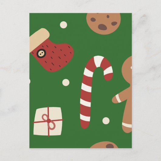 Christmas Gingerbread Man Pattern Postkarte (Vorderseite)