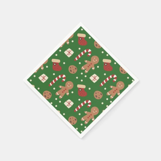 Christmas Gingerbread Man Pattern Serviette (Ecke)