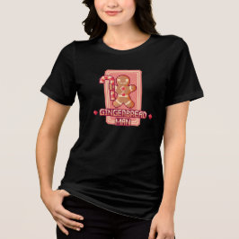 Christmas Gingerbread Man Pixel Art Design Tri-Blend Shirt
