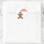 Christmas Gingerbread Man Quadratischer Aufkleber (Tasche)